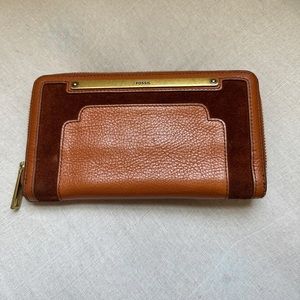 FOSSIL Brown Leather and Suede Wallet